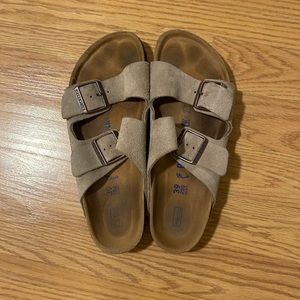 Birkenstock beige suede sandals
